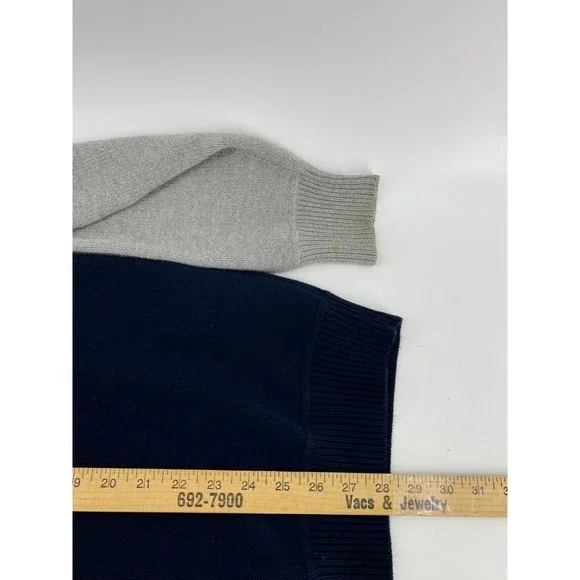 Nautica Men's 100% Cotton Navy Blue Gray Long Sleeve Knit Sweater Size Medium - Picture 8 of 9